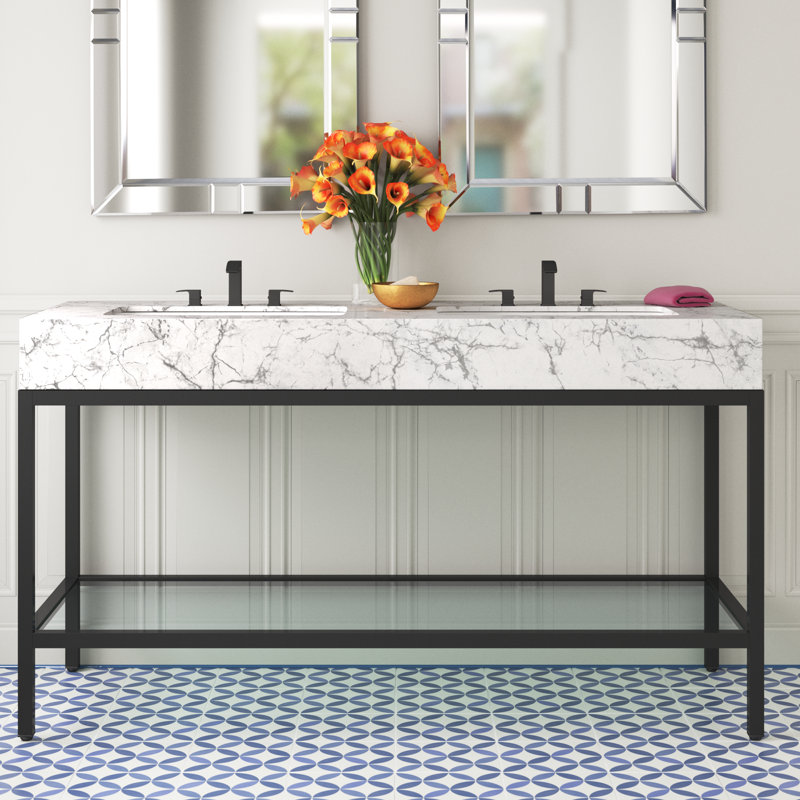 Meuble-lavabo en acier inoxydable Kingsley, Noir