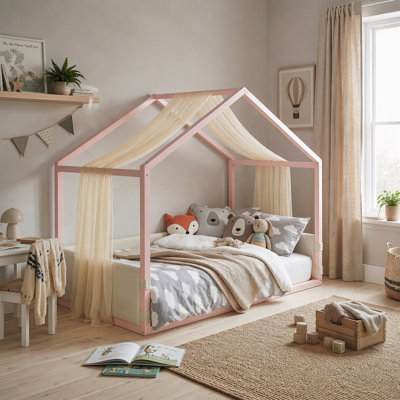 Canopy Bed with Upholstered Velvet Side Panels