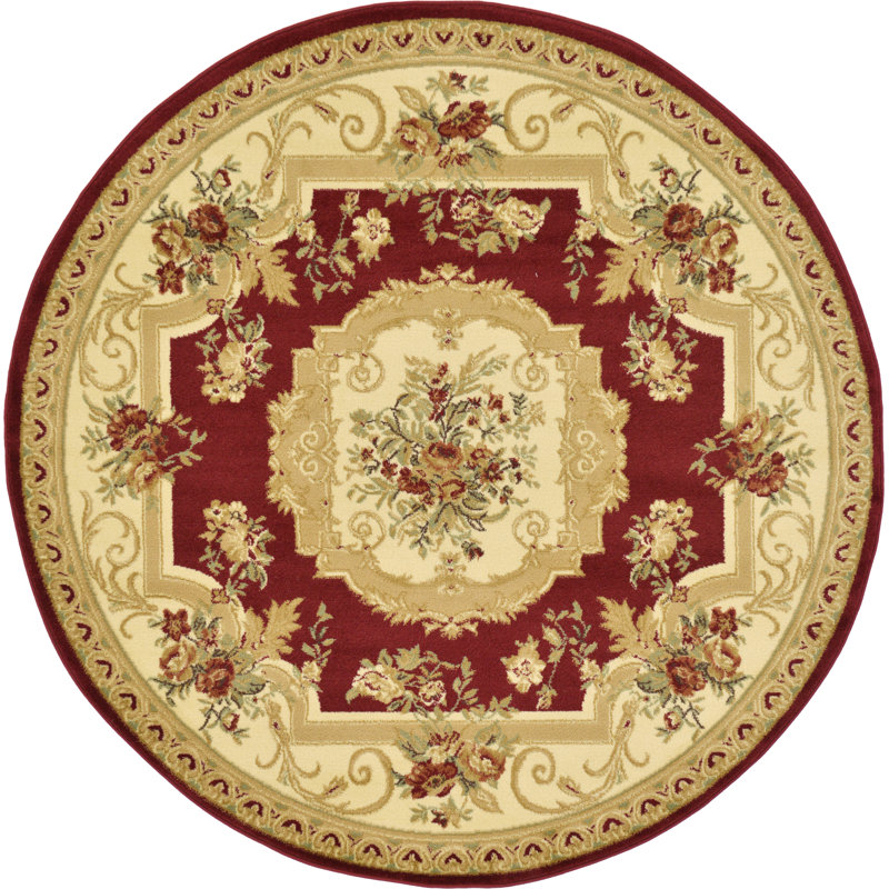 Debora Oriental Area Rug, Burgundy, Round 3'3"