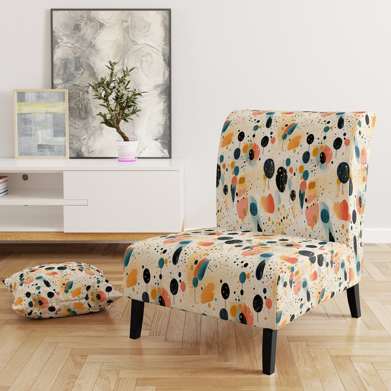 Motif artistique à pois fantaisiste - Chaise d'appoint et fauteuil rembourrés Modern_C, Noir / Rose