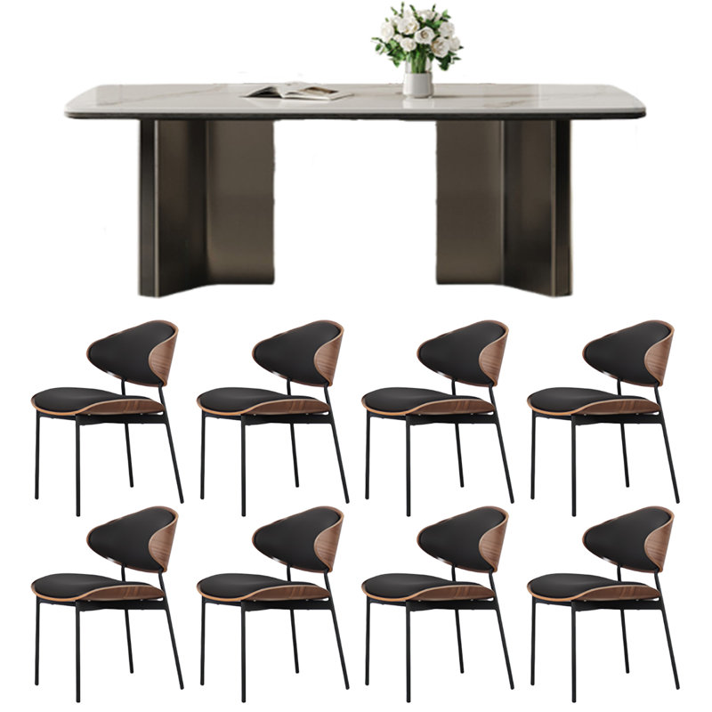 Table de salle à manger et chaise Compact Minimalist, H 29,5 po x L 86,6 po x l 35,4 po