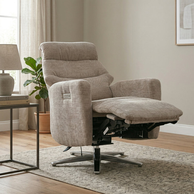 Chandani 68cm Wide Swivel Standard Recliner, Beige
