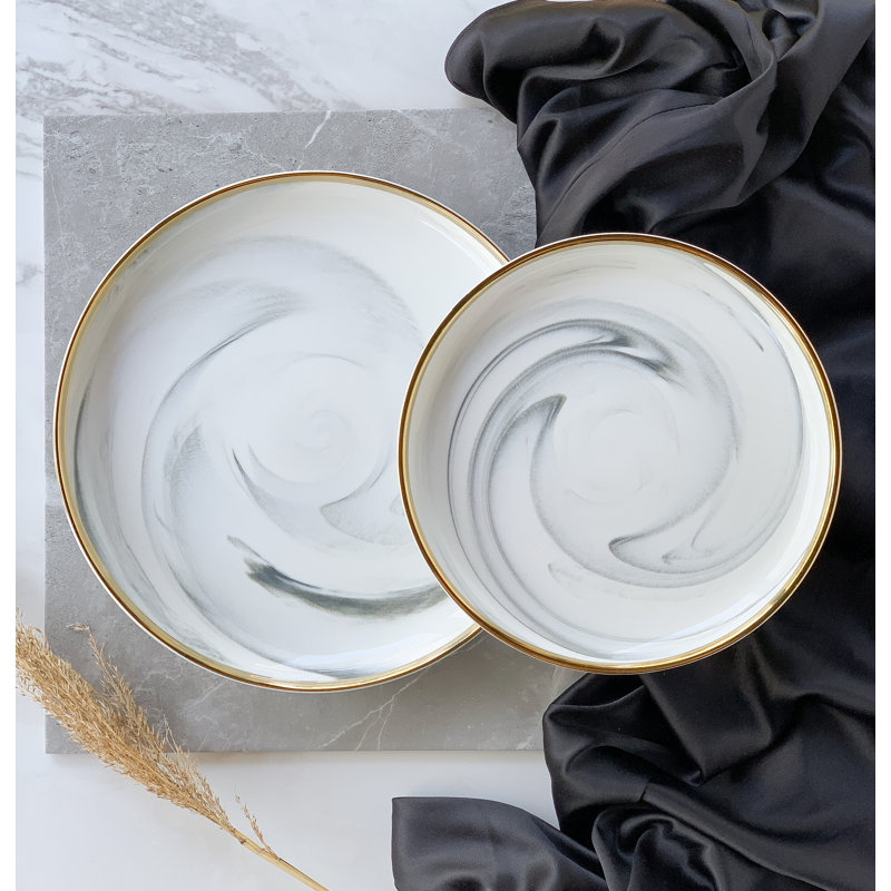 "The Luxury Collection" Marble Design Plate with Gold Trim - Small - 8"