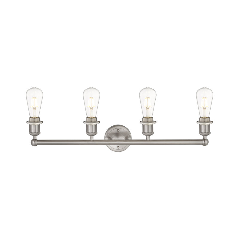 Bolduc 4 - Light Dimmable Vanity Light, Matte White, Brushed Satin Nickel