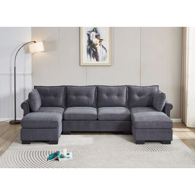 Sectional Sofa  With Reversible Chaise& Ottoman