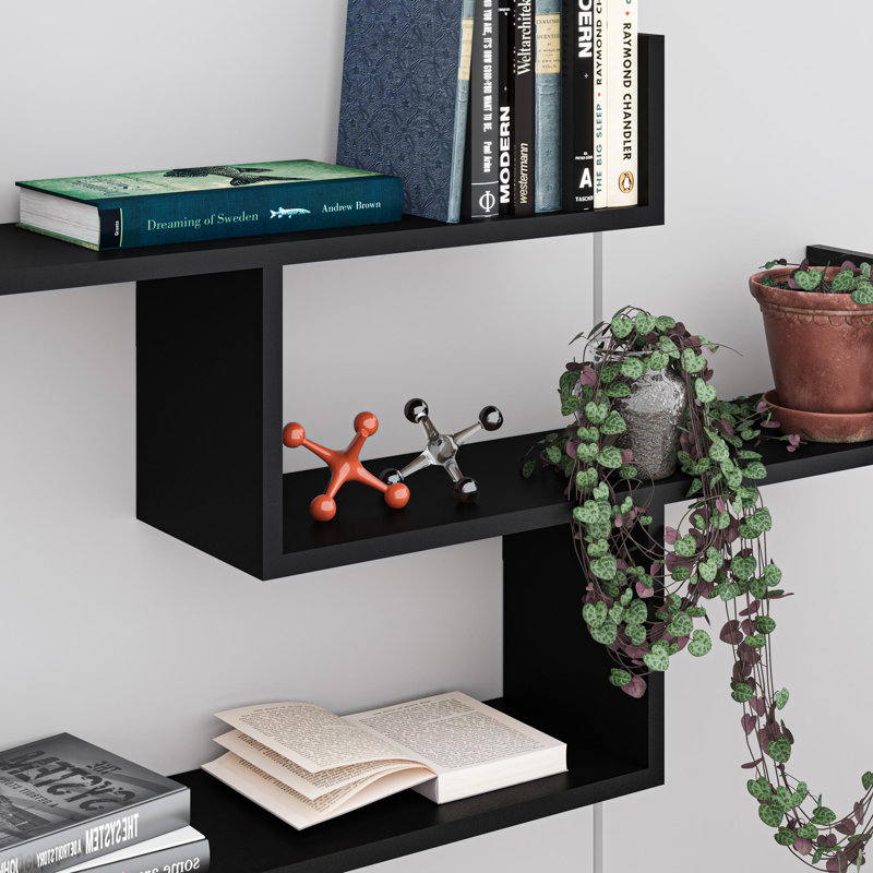 Summer-Louise 3 Piece Floating Shelf Wall Mounted Bookcase, Blue