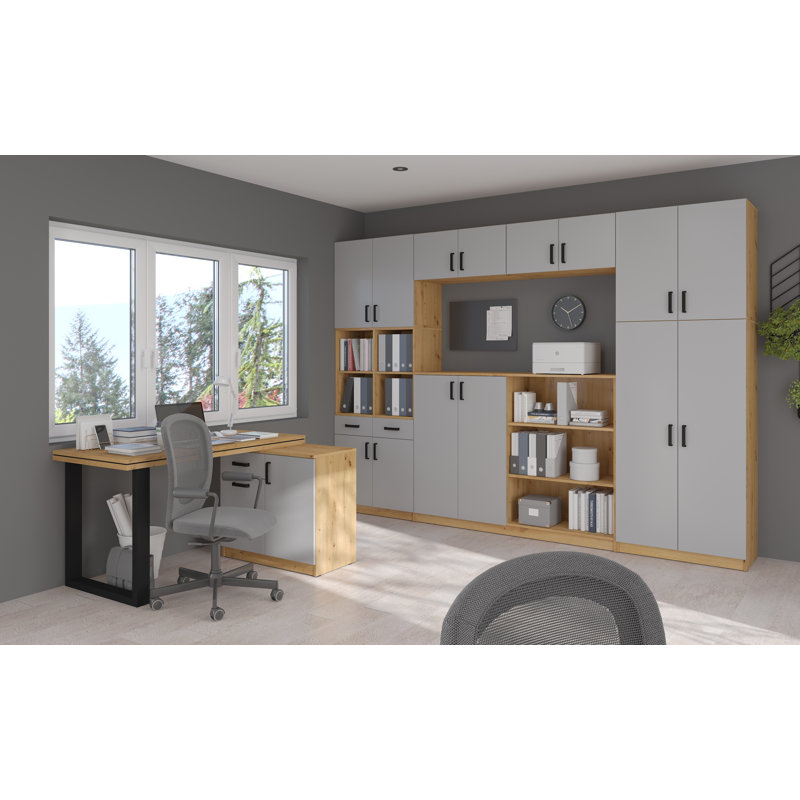 Anarosa Writing Desk, Oak/White, 75.3cm H x 138cm W x 67cm D