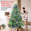 Sapin de Noël artificiel floqué préilluminé de 2 m (6,5 pi) avec 350 DEL multicolores, pommes de pin, 1 000 suggestions, 8 modes et étoile – Vert, taille unique