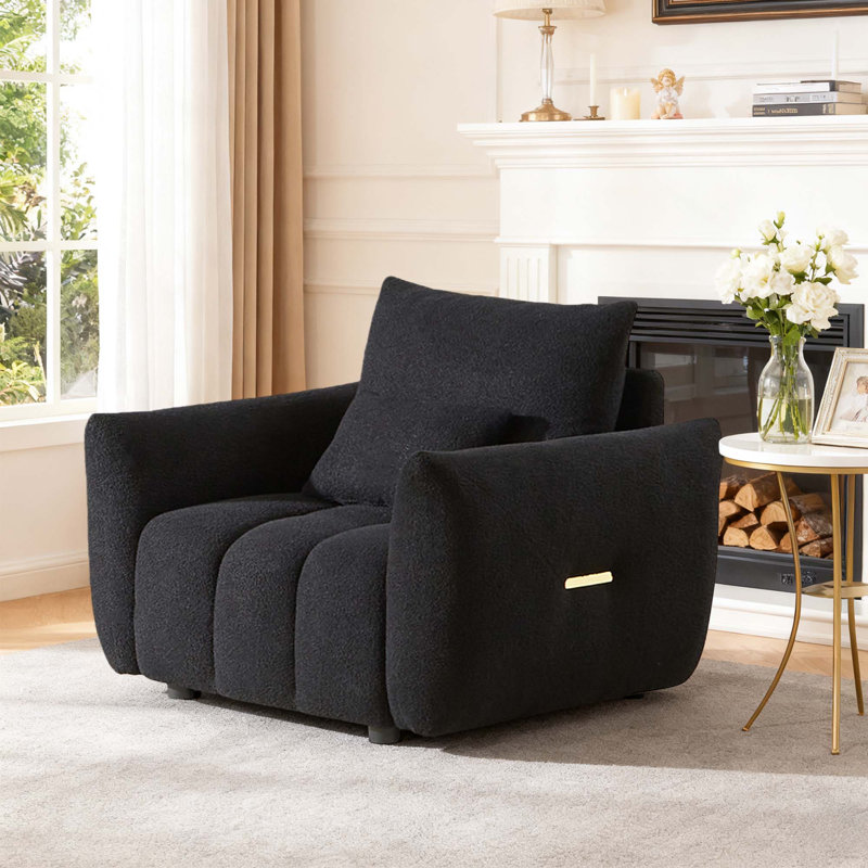 Canapé de loisirs moderne en velours de 36,7 pouces, Noir