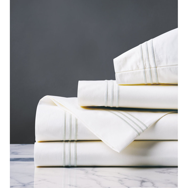 Tessa 100% Cotton Percale Sheet Set, King Sheet Set + 2 Pillowcases, White