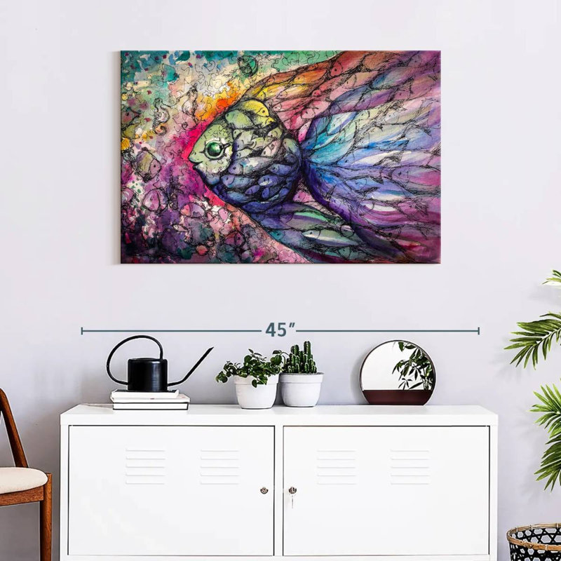 Abstract Rainbow Fish, 24" H x 36" W