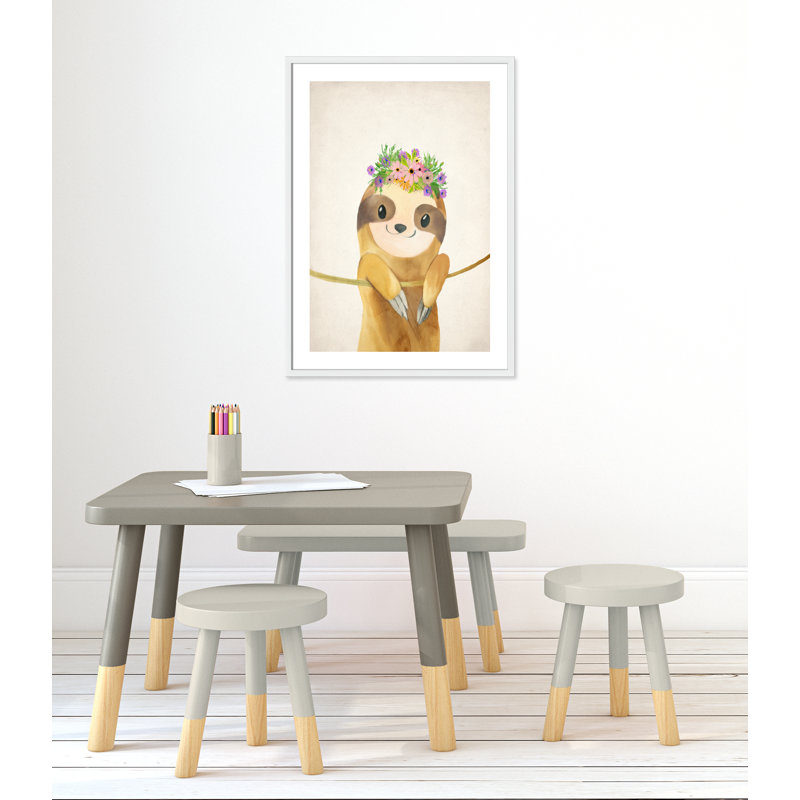 Sloth floral 1, H 35,5 po x l 25,5 po x P 1,19 po, Encadré de boîte blanc