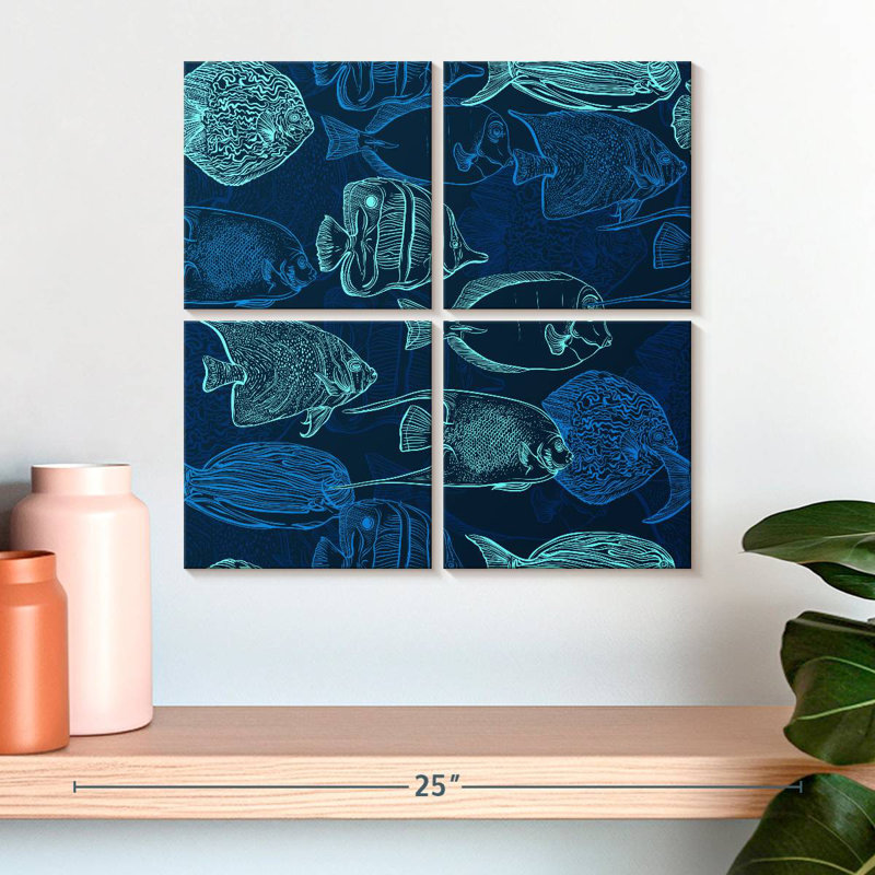 Contours de poisson bleu-vert Brampt, H 18 po x l 18 po