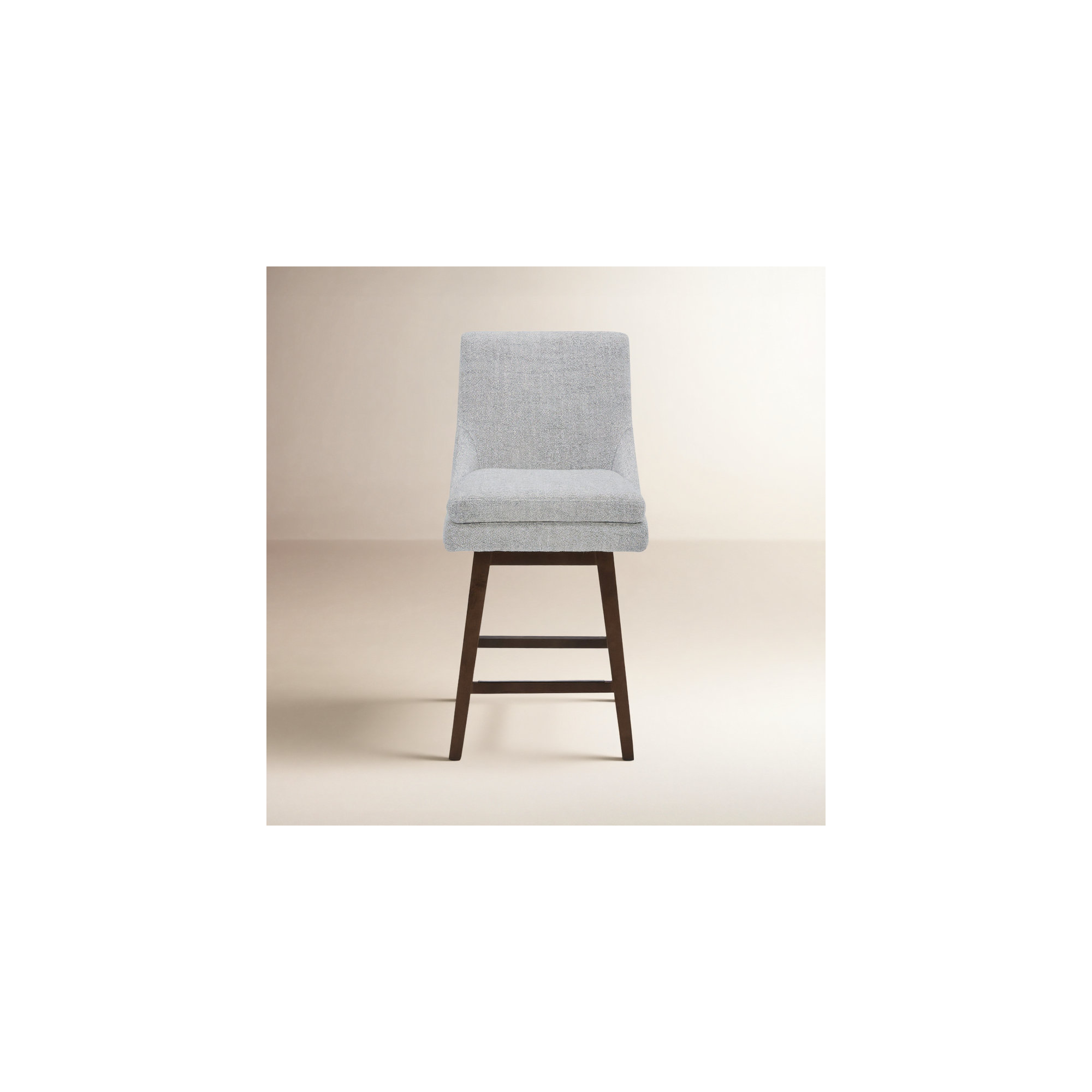 Zahara Swivel Upholstered 26'' Counter Stool, Nathan Gray Heathered/Walnut