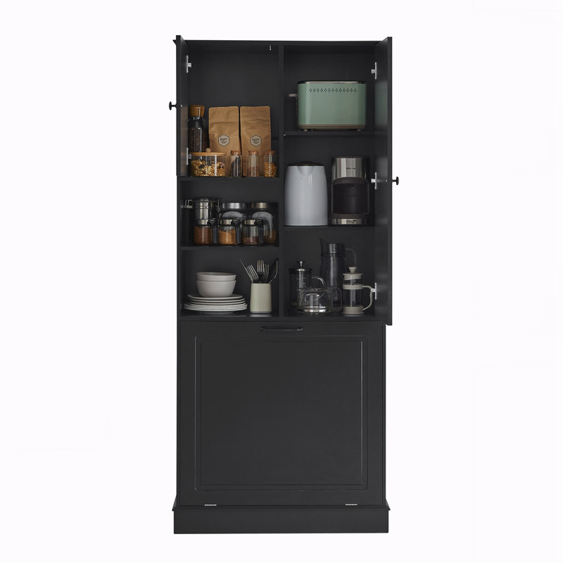 Tall Storage Cabinet With Adjustable Shelves, Black