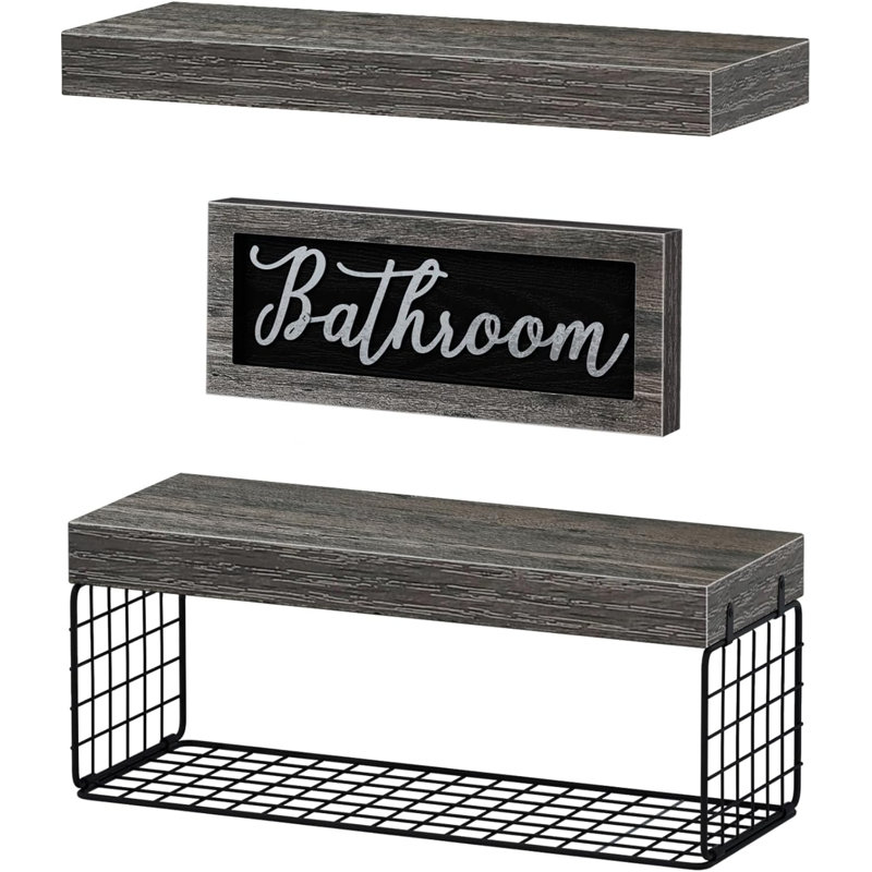 Tablettes murales de salle de bain Resch, Gris