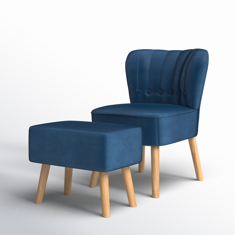 Fauteuil de chambre avec repose-pieds Abarca, bleu
