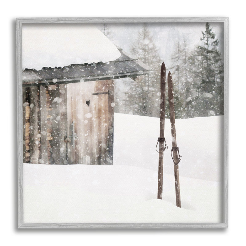 «Winter Cabin», impression sur toile, H 12 po x l 12 po x P 1,5 po, Estampe numérique Farmhouse