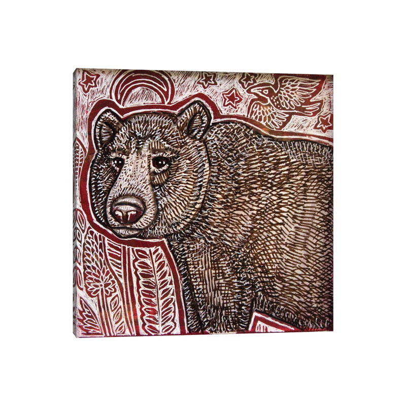 Wandering Bear 1 Piece Painting on Canvas, 30.48cm H x 30.48cm W x 1.91cm D, Wrapped Canvas