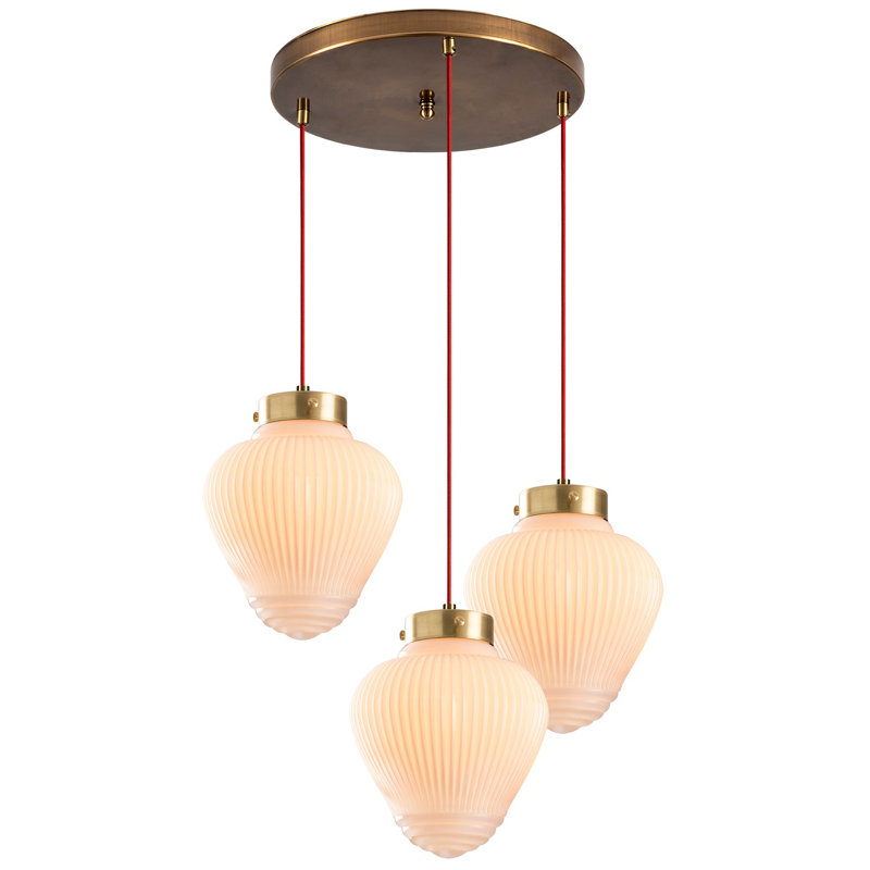 3 - Light Gold/Red Cluster Pendant, White
