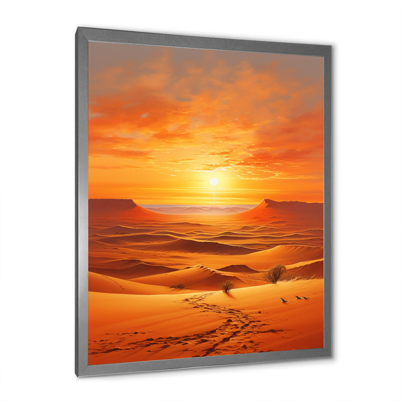 Ambiance africaine Sahara - Décoration murale arbre africain, Cadre flottant doré, H 32 po x l 24 po