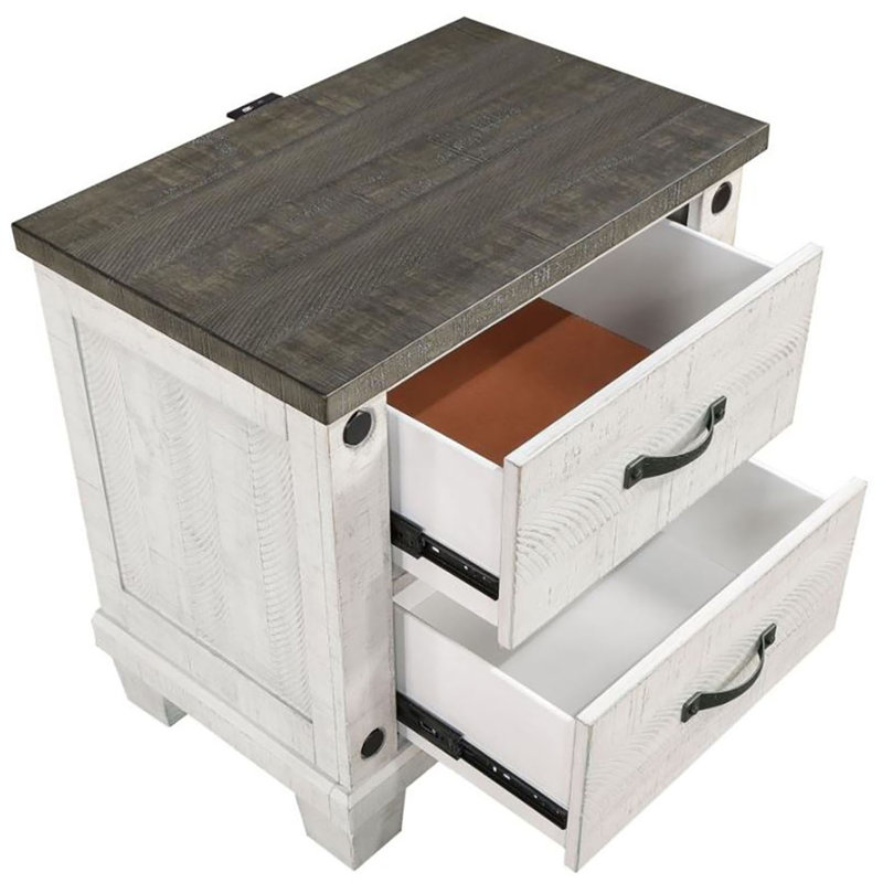 Table de chevet 2 tiroirs blanche Keldrick