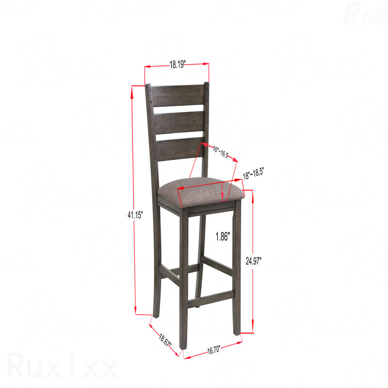 Banc 1 pièce à hauteur de comptoir de style moderne - Siège rembourré capitonné, pieds en bois effilés
