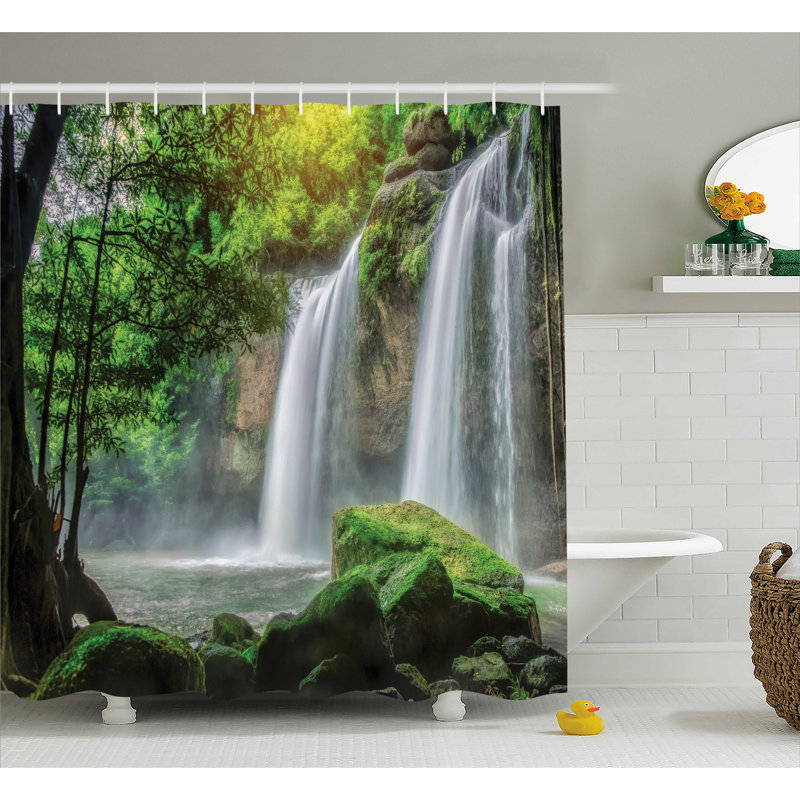 Rideau de douche simple cascade stream décoration, H 69 po x l 70 po