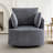 33.86'' Wide Contemporary Soft Upholstered Swivel Barrel Chair With Two Accent Pillows-117494893