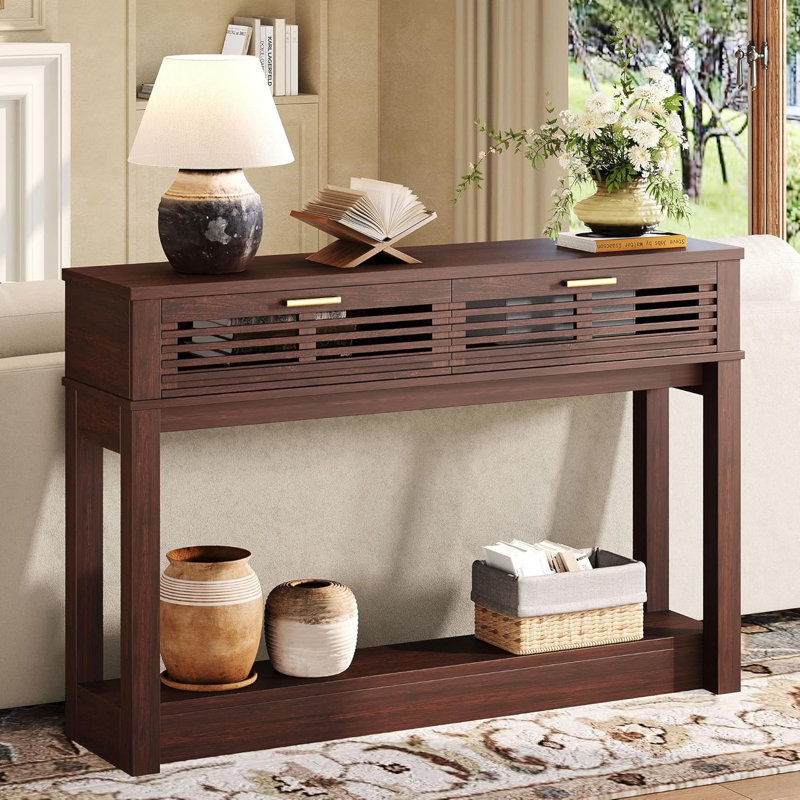 Maggie 47" Console Table with 2 Drawers and Storage Open Shelf for Living Room, Hallway, Entryway