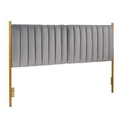 Tête de lit Chloe Contemporary / Glam en métal doré et velours gris par Lumisource