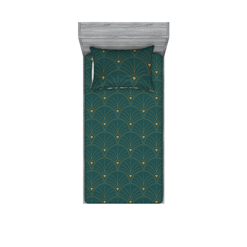 Microfiber Floral Sheet Set, Teal/Sand Brown, Twin Sheet Set + 1 Pillowcase