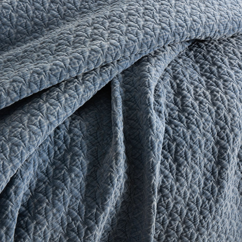 Couvre-lit Hawley Indigo Matelasse, Indigo, Couvre-lit très grand