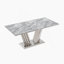 Table de salle à manger en marbre pour 6 personnes, table de salle à manger rectangulaire en faux marbre 70 po avec base en acier inoxydable à finition miroir, table de cuisine moderne en marbre de grande taille (argent, gris)-958804247-958804240