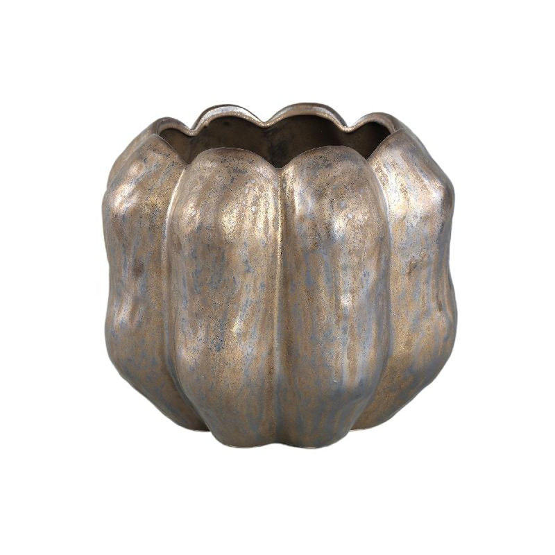 Ciprian Ceramic Pot Planter, Bronze, 23cm H x 26cm W x 26cm D