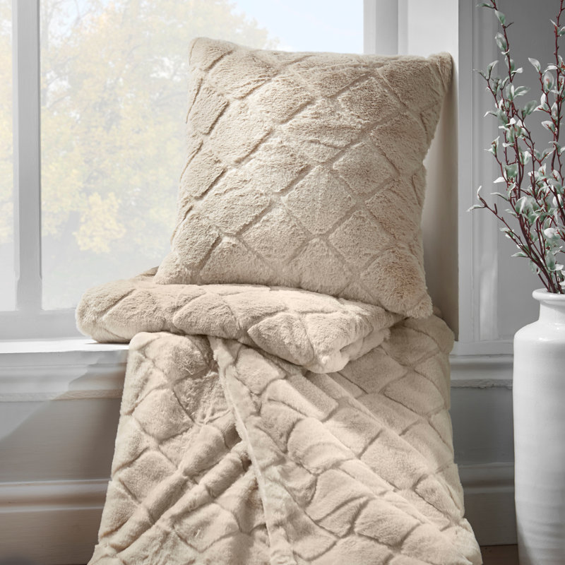 Cosy Diamond Cushion with inner and Cover, Natural