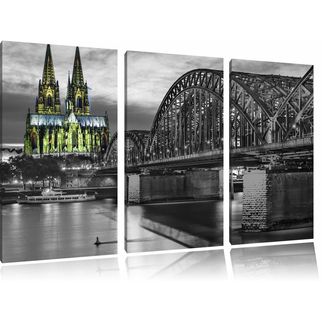 3-tlg. Leinwandbilder-Set Schöne Hohenzollernbrücke, Grafikdruck 