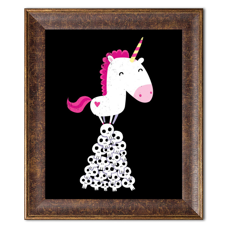 Licorne tueur, Papier avec cadre noir, H 14 po x l 11 po x P 0,75 po