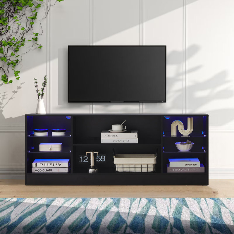 Ashay Unfinished TV Stand for TVs up to 60", Black