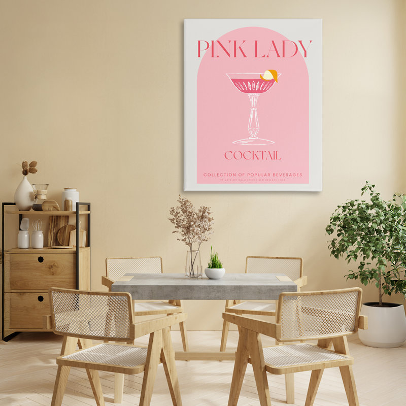 Élégante toile rétro «Pink Lady», conception par Lil 'Rue, H 30 po x l 24 po