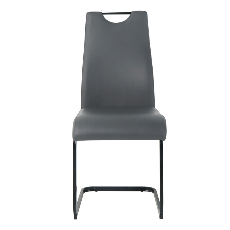 Stuhl 48cm H Upholstered Metal Cantilever Chair, Grey