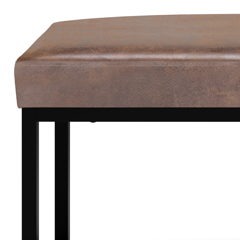 Reynolds 44" Distressed Chestnut Brown Faux Leather Bench
