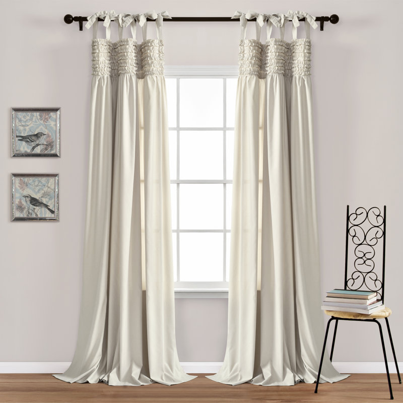 Paire de rideaux semi-transparents avec passants Lydia, l 40 po x L 95 po, Neutre