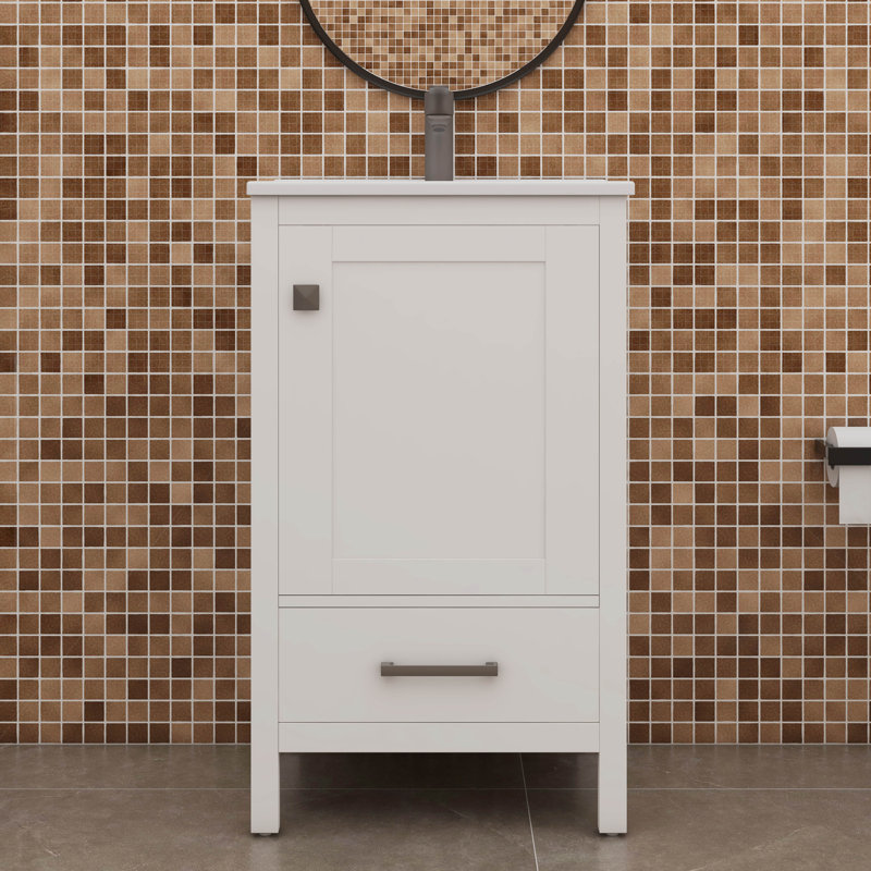 Meuble-lavabo moderne avec lavabo en céramique, White