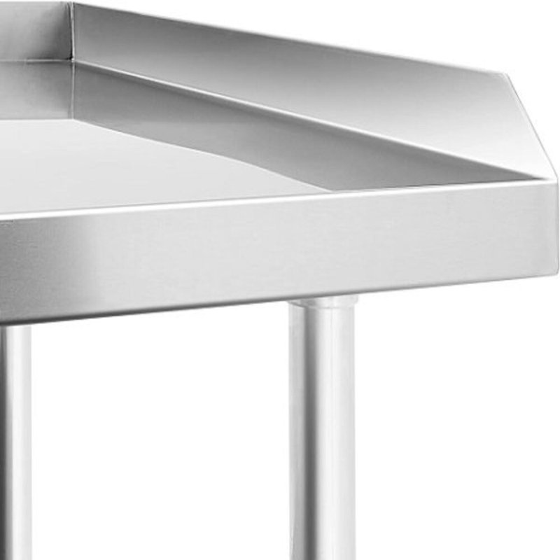 Express KitchQuip Heavy-Duty Stainless Steel Equipment Stand / Rolling Work Table 27" H x 12" L x 30" D with Wheels and 3-Side Upturn