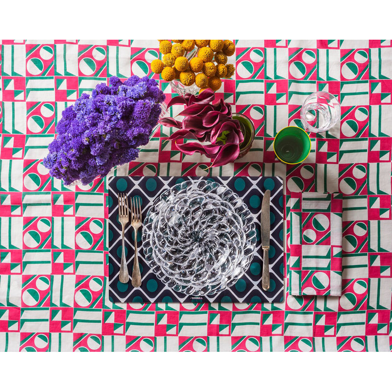 Olive and Black Geometric Hard Plastic Table Mats, Set of 4