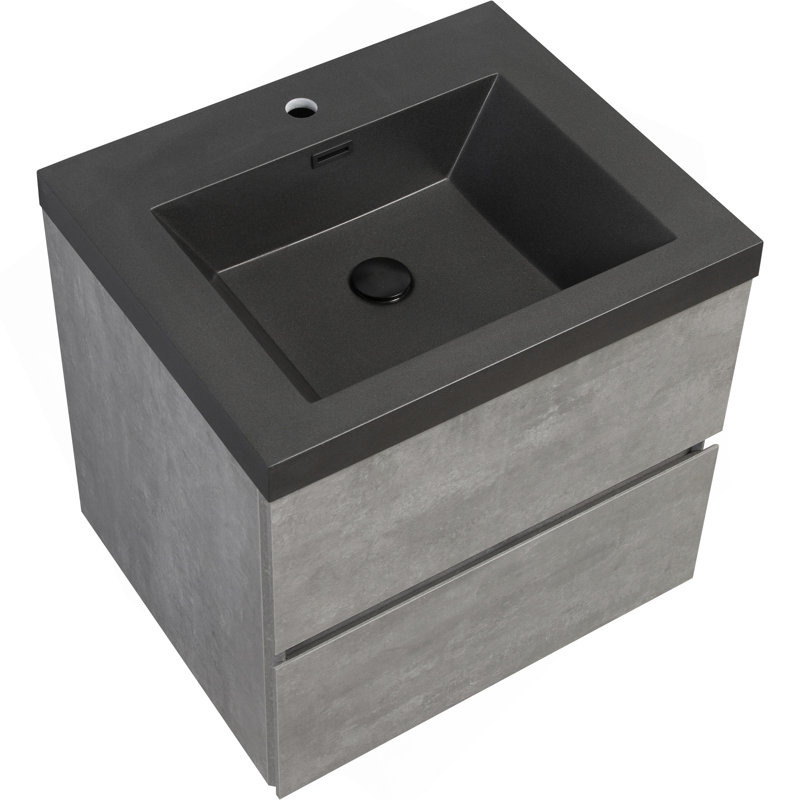 Comptoir de meuble-lavabo 30 po seulement, comptoir à un trou noir mat, 24V12PB30