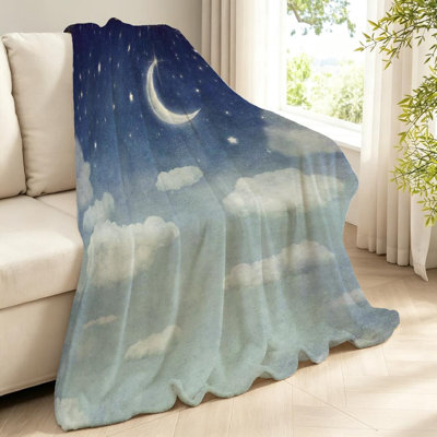 Clear Ultra Soft Flannel Fleece Throw Blanket,of Night Sky with Single-Sided Print