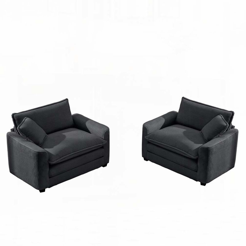 Fauteuil en velours côtelé 2 pièces, Gris