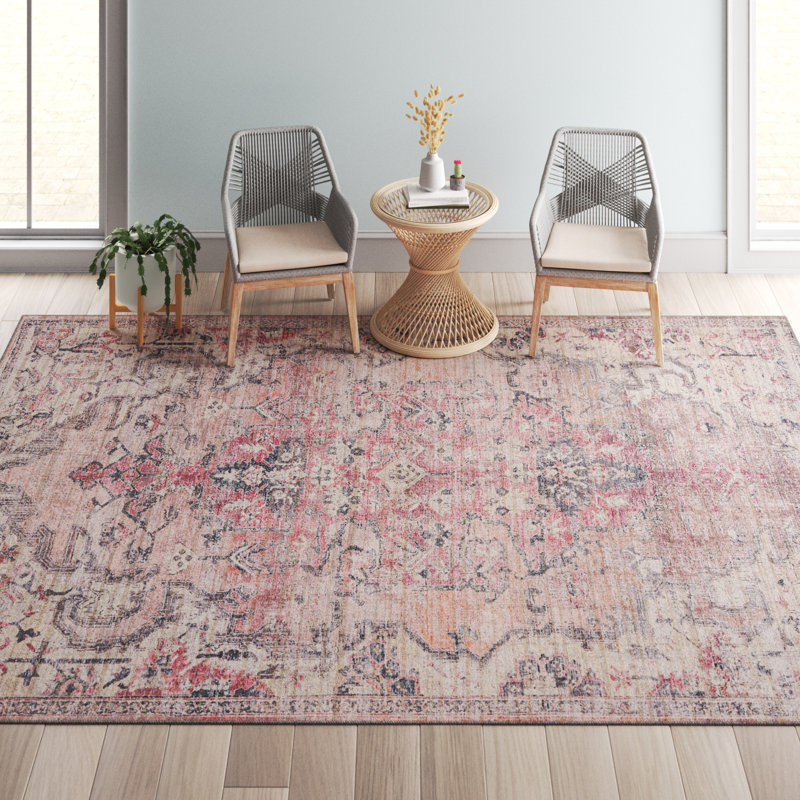 Engelman Oriental Beige/Pink Area Rug, Rectangle 7'10" x 10'